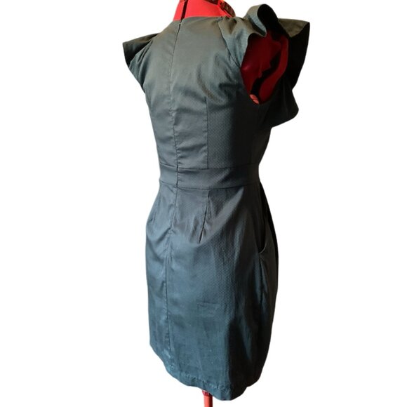 PINK MARTINI - Green dress - flair sleeves - midi lengh - medium - Picture 5 of 14